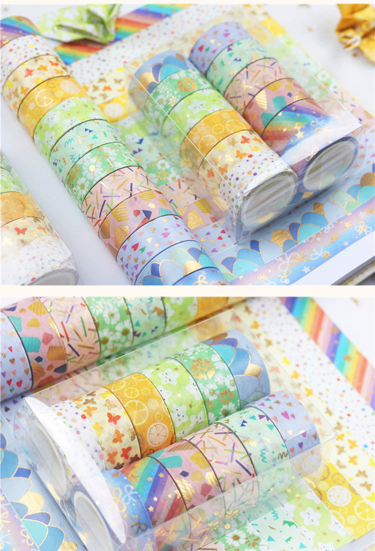 5Cute Cartoon Foil Stamped Basic Washi Tape Set (12 Rolls)5