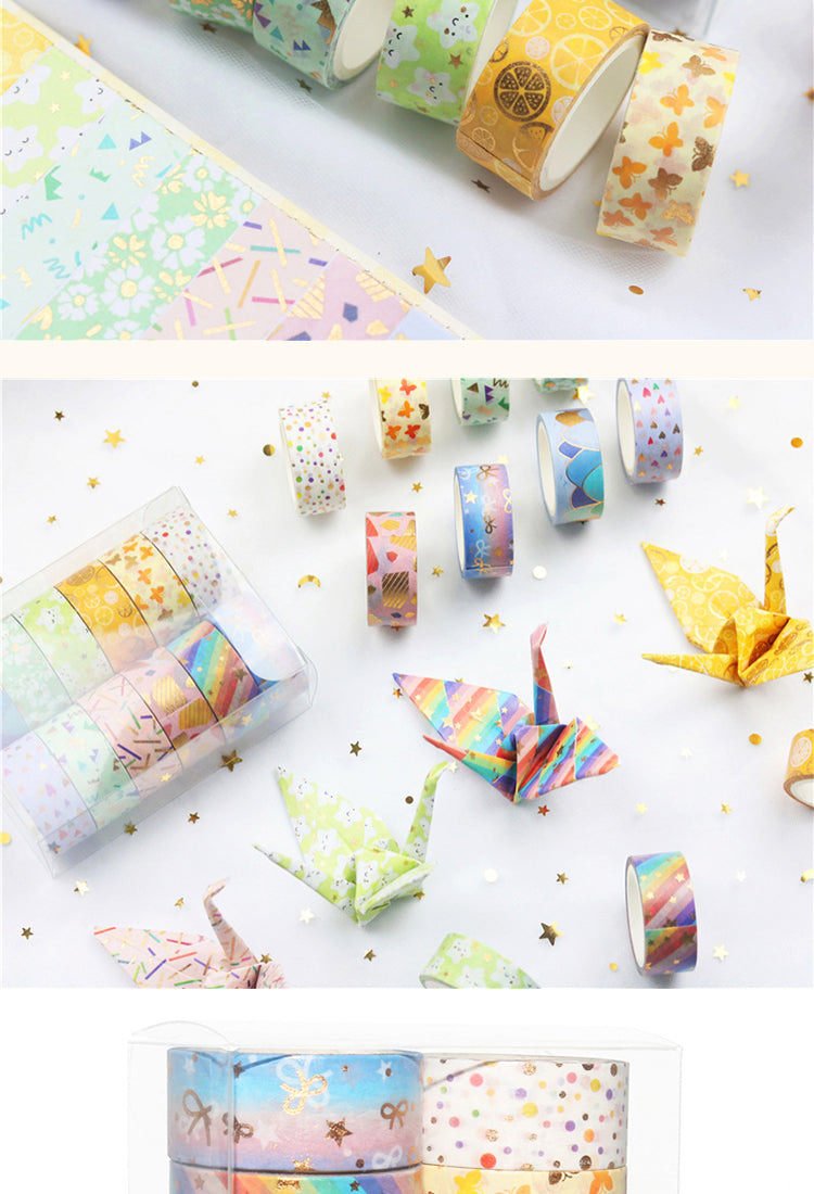 5Cute Cartoon Foil Stamped Basic Washi Tape Set (12 Rolls)7