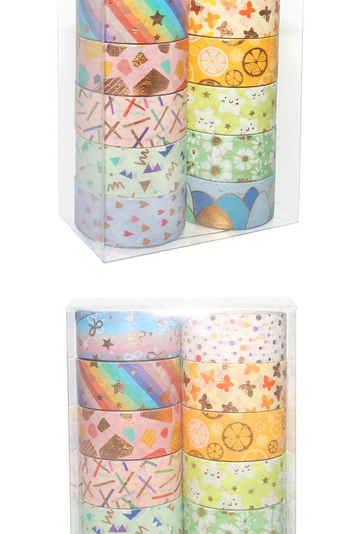 5Cute Cartoon Foil Stamped Basic Washi Tape Set (12 Rolls)8