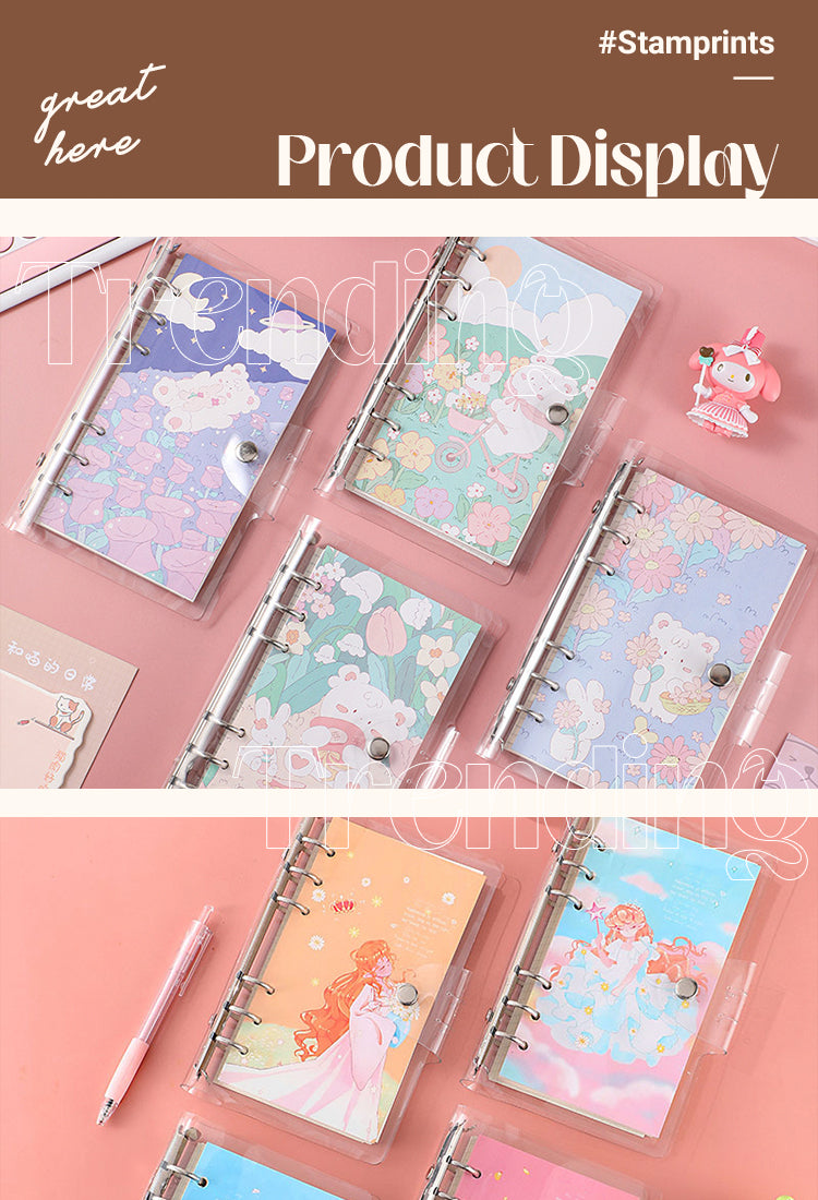 5Cute Cartoon Transparent Cover Loose-Leaf Journal Notebook1