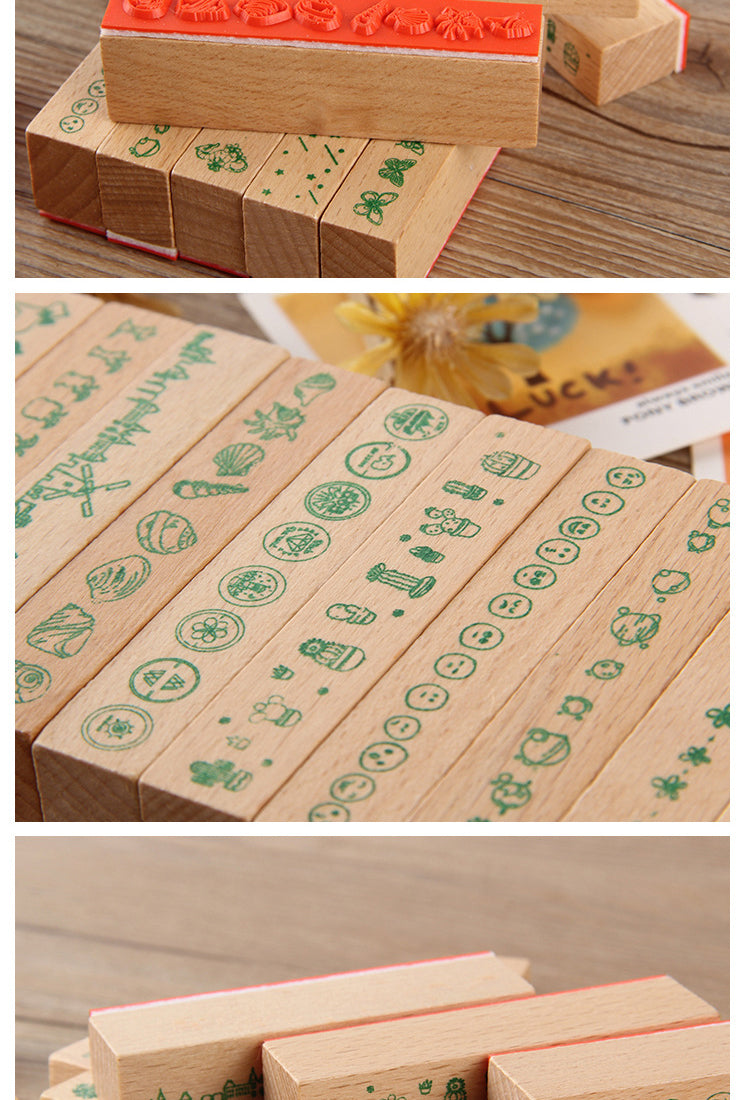 5DIY Decoration Flower Border Long Wooden Rubber Stamp3