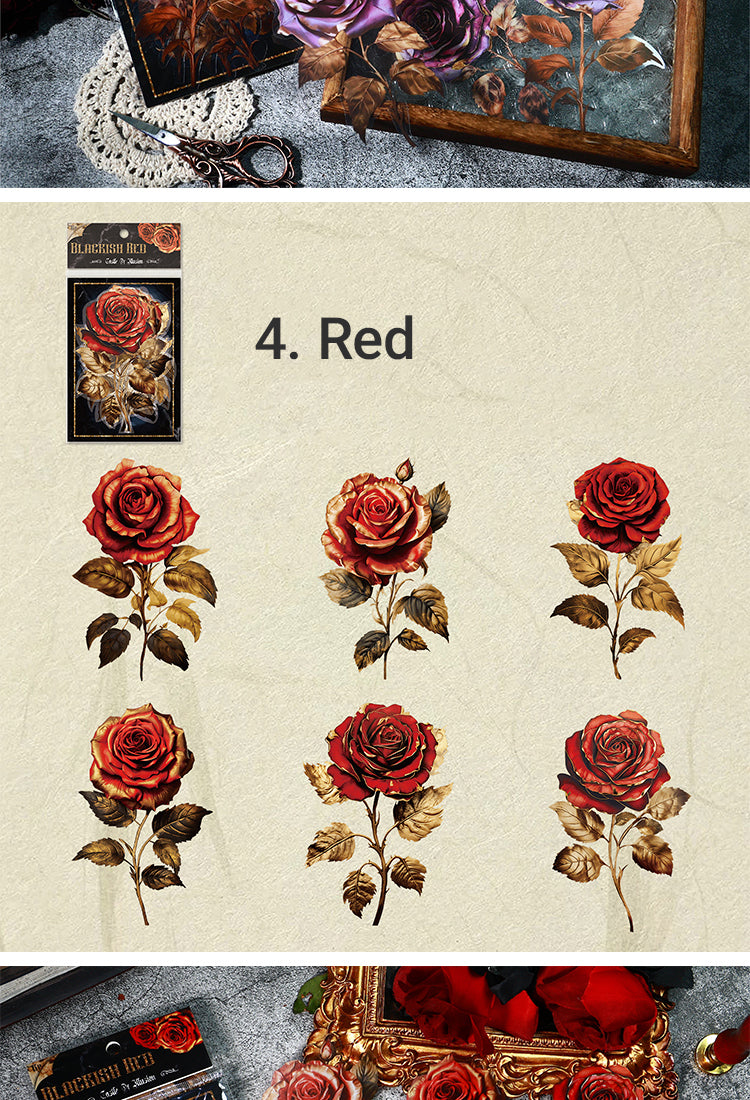 5Dark Gothic Style Rose PET Stickers13