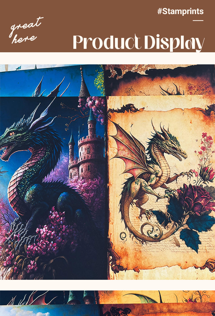 5Dragon and Castle Background Scrapbook Paper1