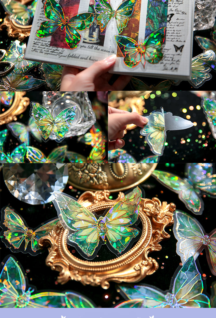 5Dreamy Holographic Gold Foil Butterfly PVC Decorative Stickers5