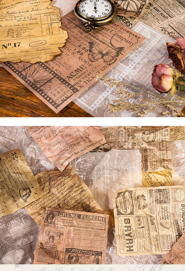 5Dual Material Vintage Manuscript and Invoice Decorative Paper8