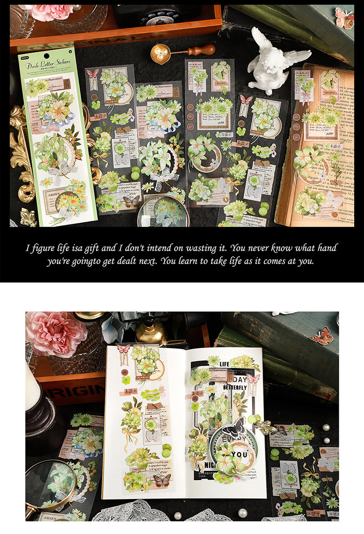 5Dusk Letter Series Long Strip Flower Stickers4
