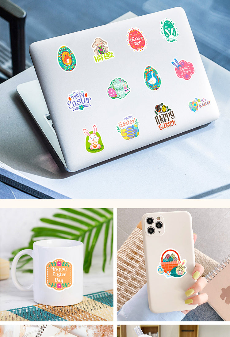 5Easter Bunny, Eggs, and Text Vinyl Stickers2