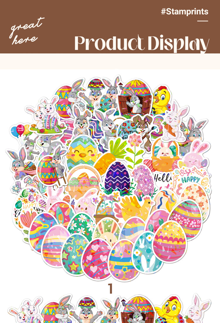 5Easter Bunny and Egg Holographic Vinyl Stickers1