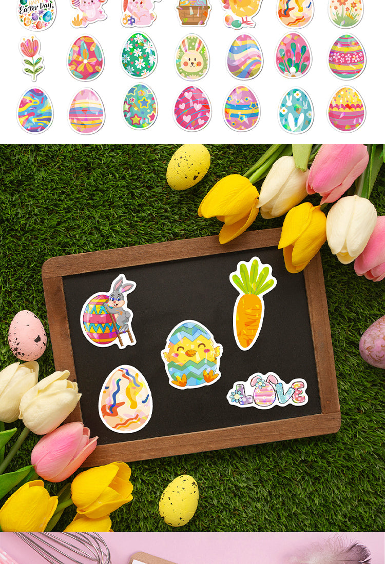 5Easter Bunny and Egg Holographic Vinyl Stickers3