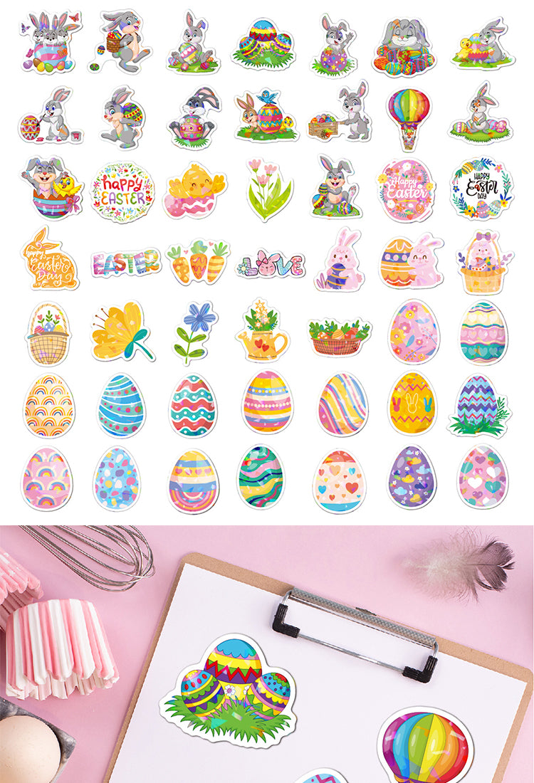 5Easter Bunny and Egg Holographic Vinyl Stickers6