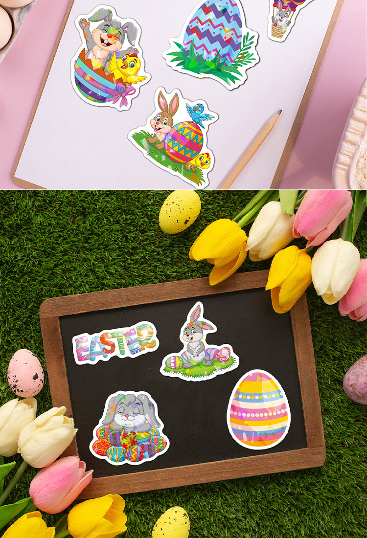 5Easter Bunny and Egg Holographic Vinyl Stickers7