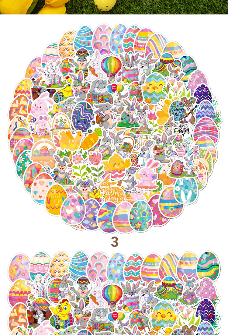 5Easter Bunny and Egg Holographic Vinyl Stickers8