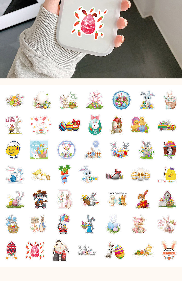 5Easter Cartoon Bunny and Egg Vinyl Stickers3