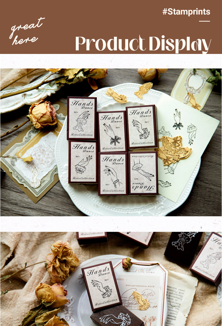 5Elegant Hand Gestures Wood Rubber Stamps1