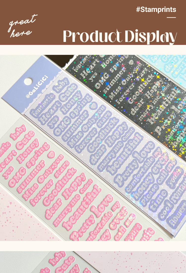 5English Words and Phrases Holographic Hot Stamping Stickers1