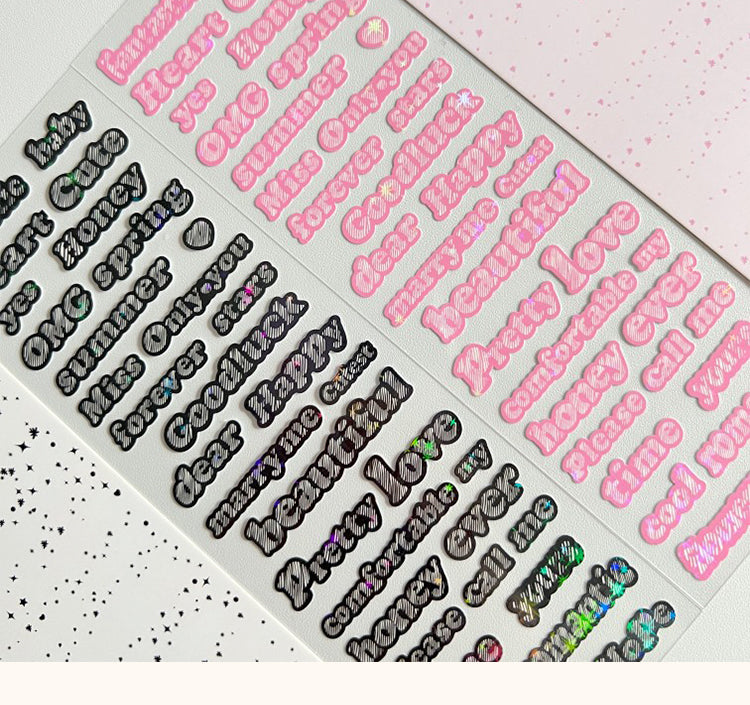 5English Words and Phrases Holographic Hot Stamping Stickers2
