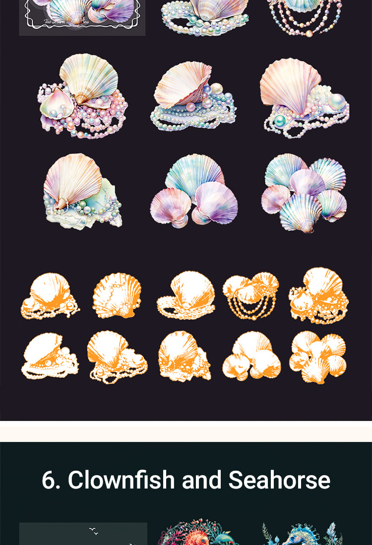 5Exquisite The Sea Themed Shell Light PET Sticker9