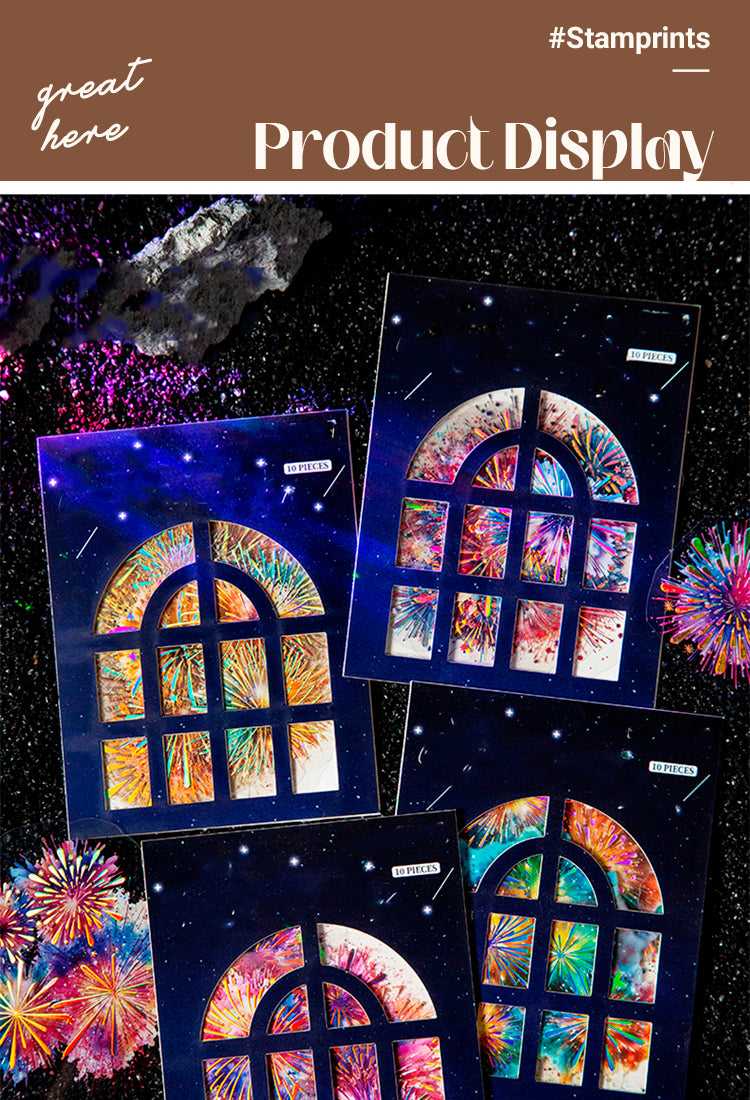 5Fireworks Holographic Hot Stamping PET Stickers1