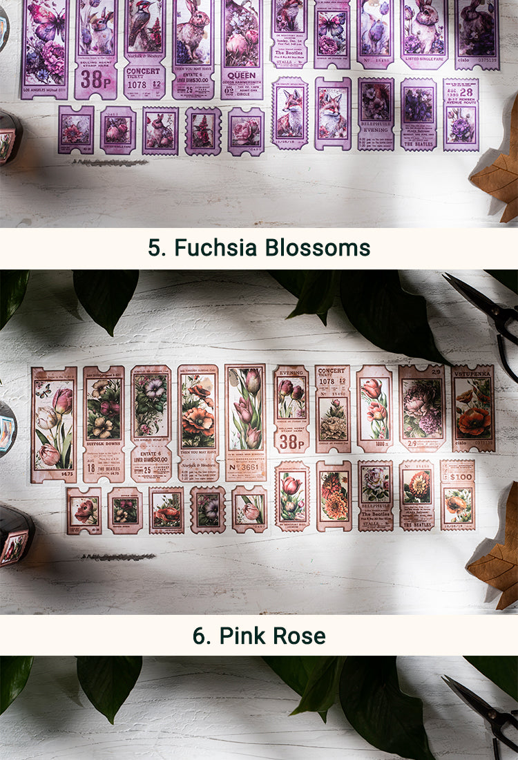 5Flat Die Cut Decorative Sticker Pack-Rose Bunny Mushroom10