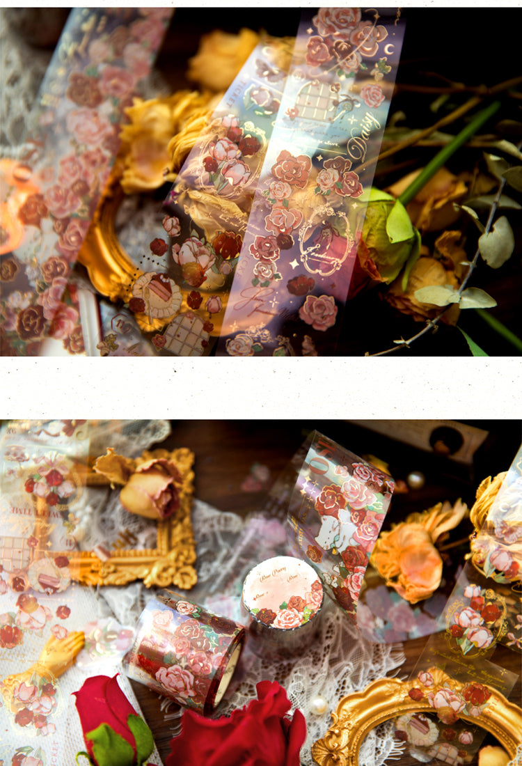 5Flower Theme Botanical Foil Stamped PET Tape - Rose, Tulip3