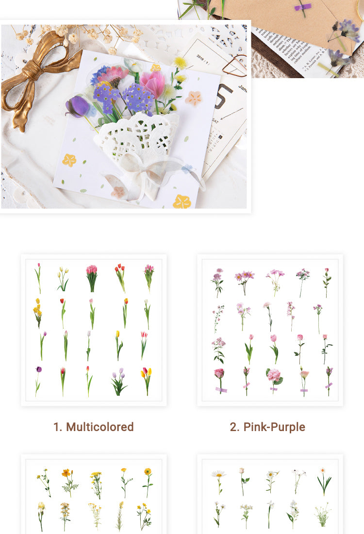 5Flower Themed Transparent PET Decorative Stickers11