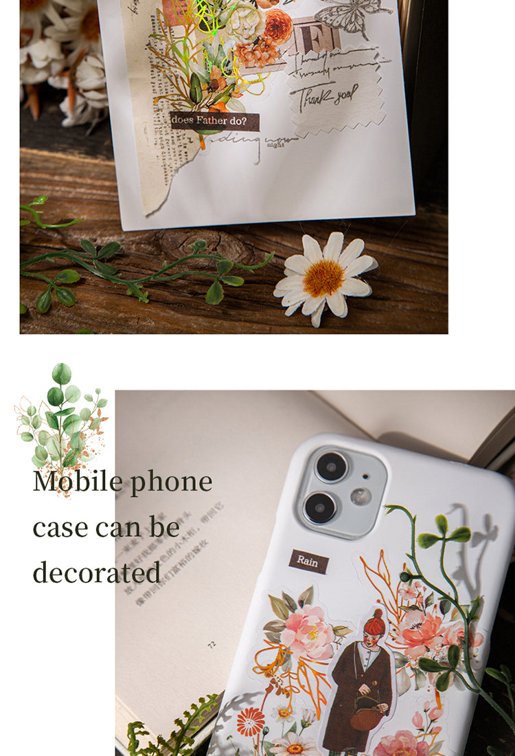 5Flower and Plant Holographic Hot Stamping PET Stickers - Eucalyptus, Grass, Rose, Bouquet, Daisy4