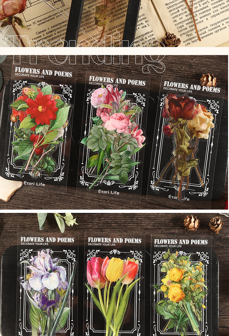 5Flower and Poetry Series PET Plant Stickers2