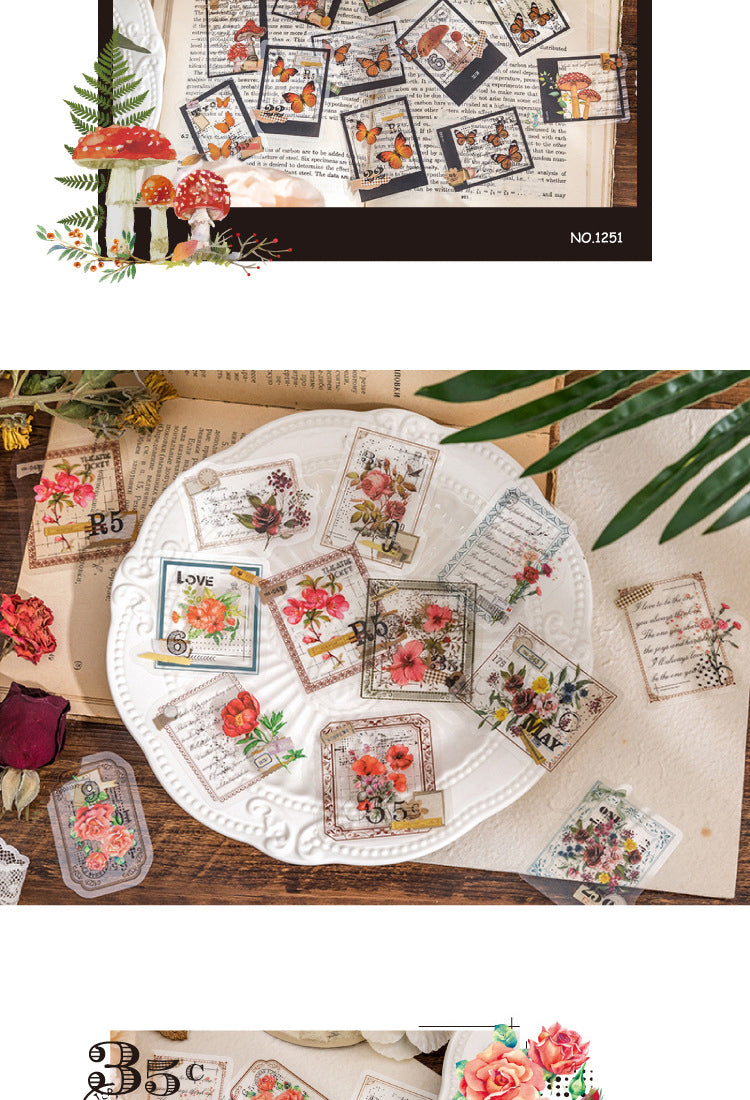 5Flowers and Plants Handmade Series Vintage Handwritten English Sticker Pack3