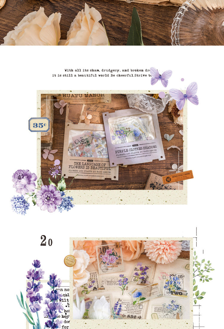 5Flowers and Plants Handmade Series Vintage Handwritten English Sticker Pack5
