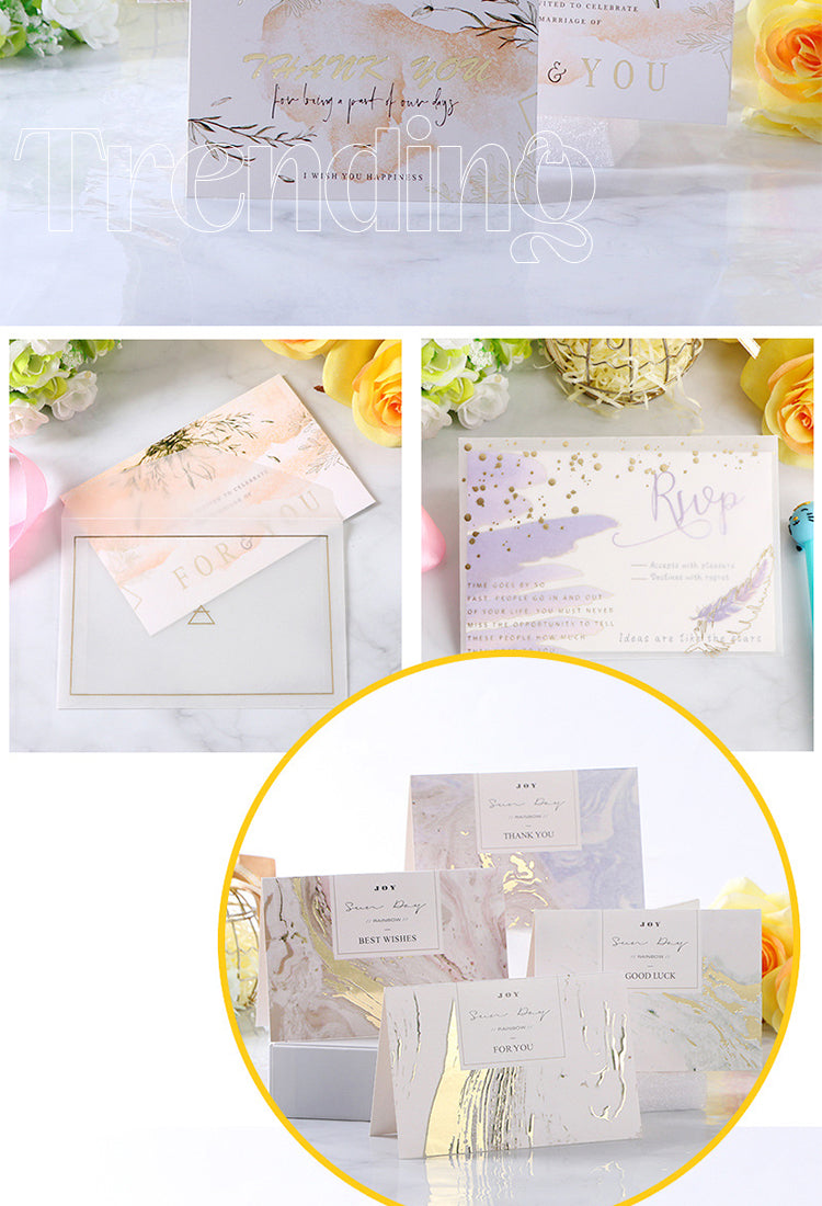 5Foil-Stamped Blessing Sulfuric Acid Paper Greeting Card Set2