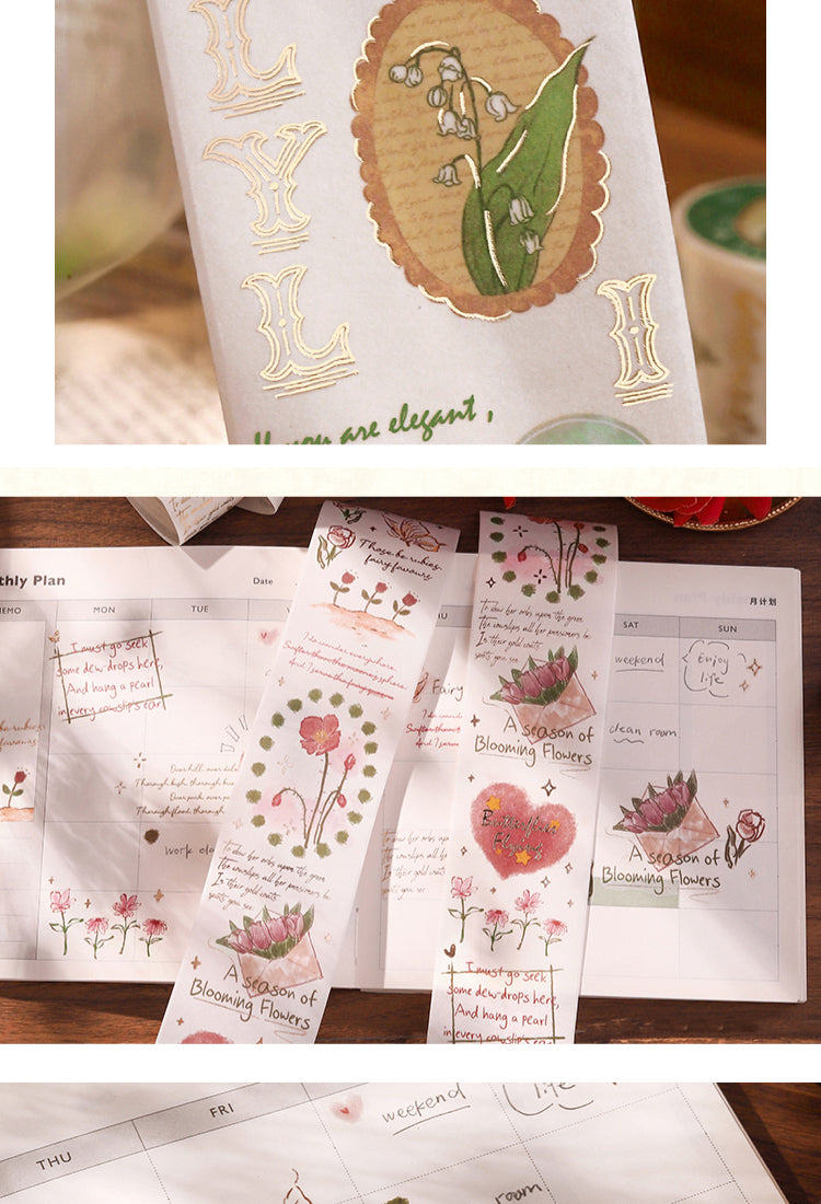 5Foil Stamping Botanical Washi Tape for Rose Lily and Hydrangea4