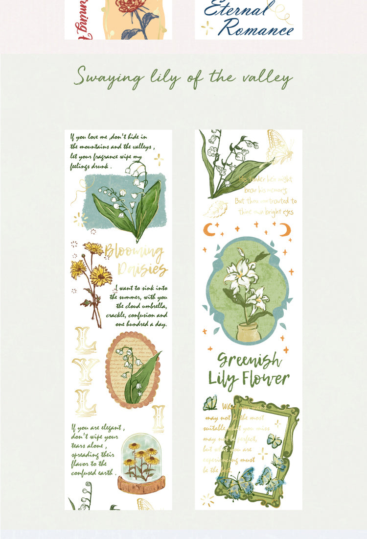 5Foil Stamping Botanical Washi Tape for Rose Lily and Hydrangea7