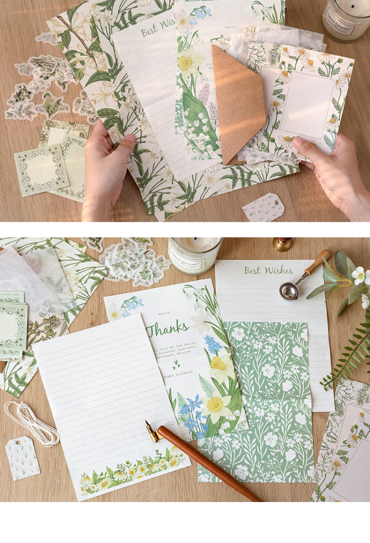 5Forest Letters Series Vintage Hand-Painted Plant Paper Pack5