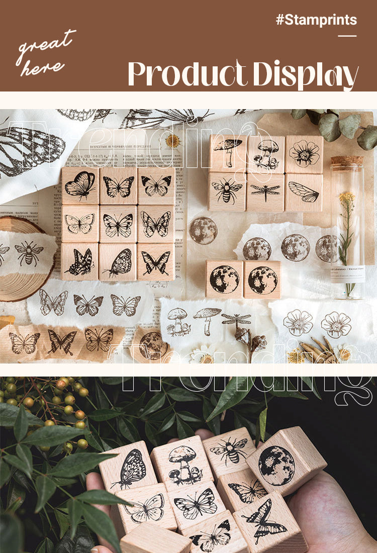 5Forest Specimen Theme Wood Rubber Stamp1