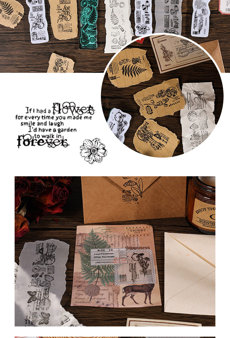 5Forest Travel Notes Series Vintage Plant Foam Rubber Stamp3