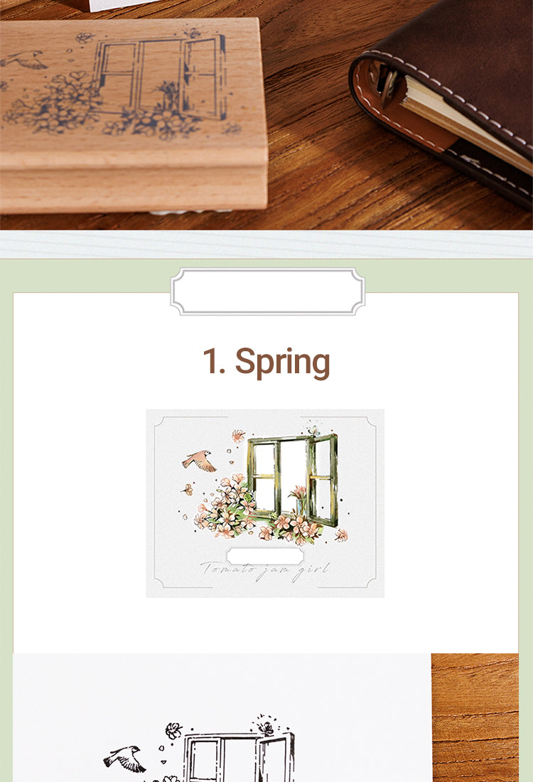 5Four Seasons Window Scenery Wood Rubber Stamps6