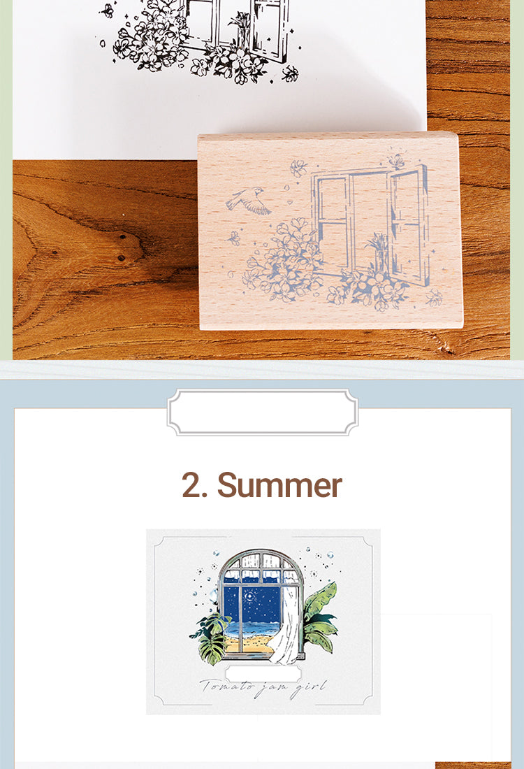 5Four Seasons Window Scenery Wood Rubber Stamps7