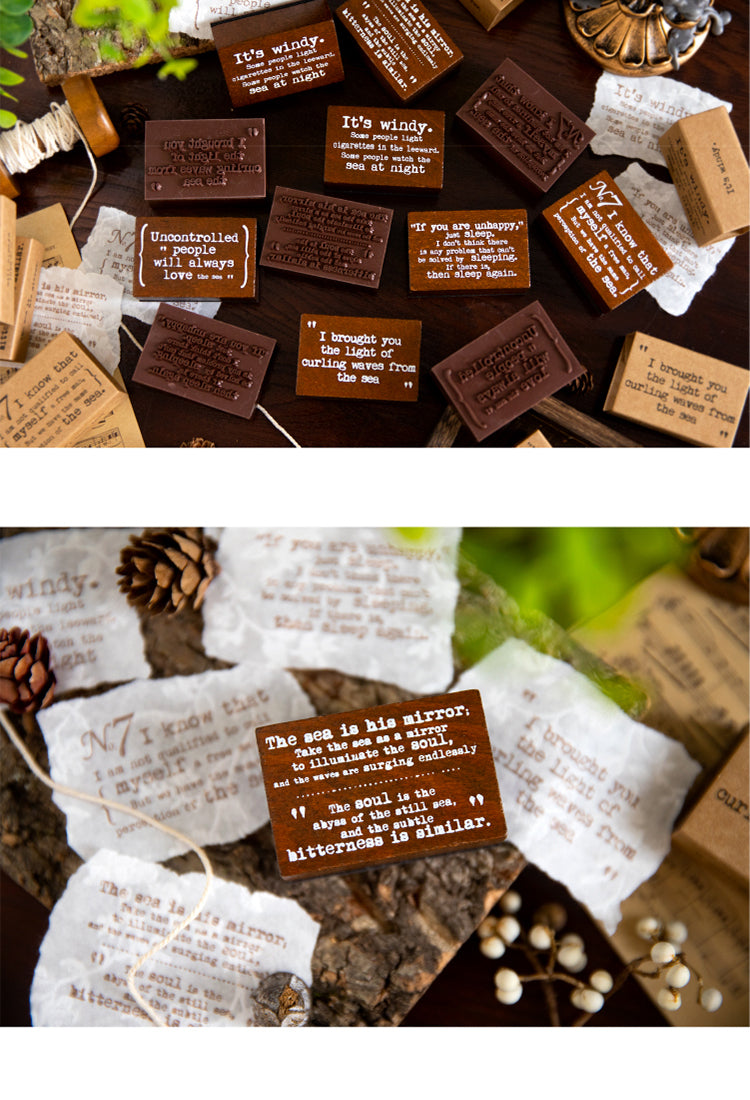 5Fragment of Narrative Series English Sentence Wooden Rubber Stamp3