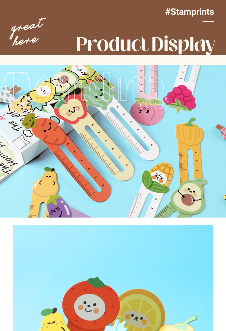 5Fruit House Series Cartoon Fruit Ruler Bookmarks1