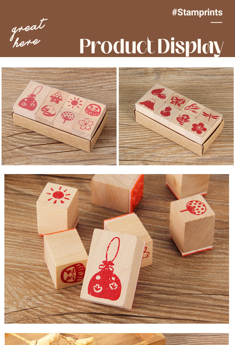 5Fun Lifestyle Patterns Wooden Rubber Stamp Set1