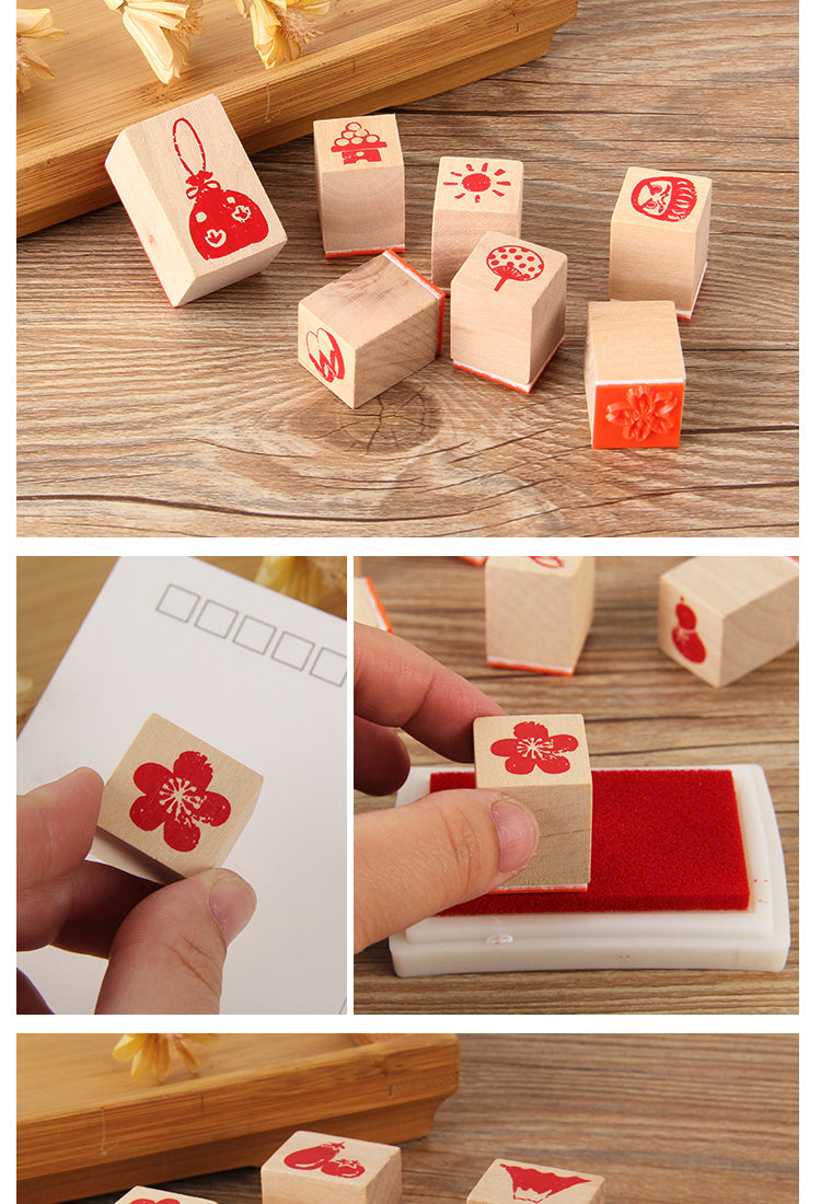 5Fun Lifestyle Patterns Wooden Rubber Stamp Set2