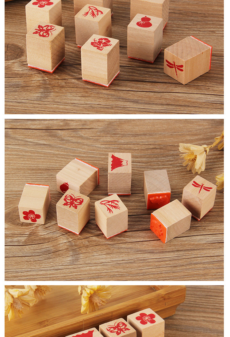 5Fun Lifestyle Patterns Wooden Rubber Stamp Set3