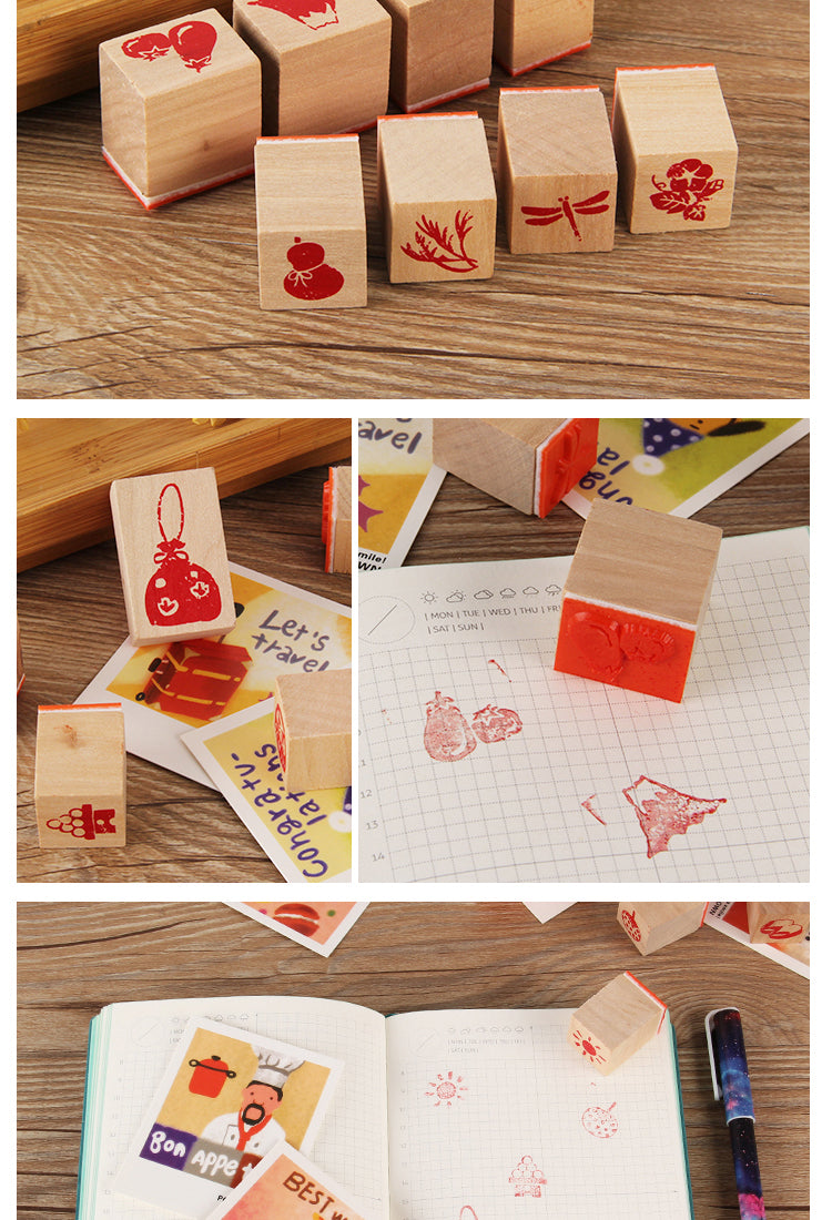 5Fun Lifestyle Patterns Wooden Rubber Stamp Set4