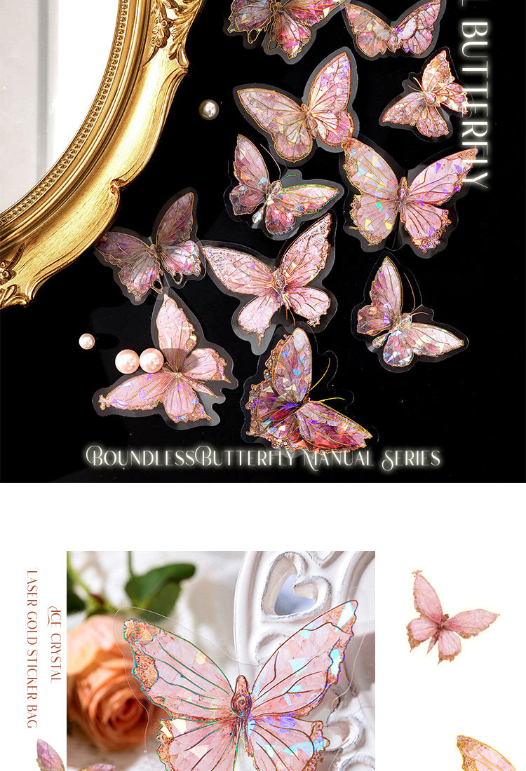 5Gem-Like Glittering Butterfly PET Stickers3