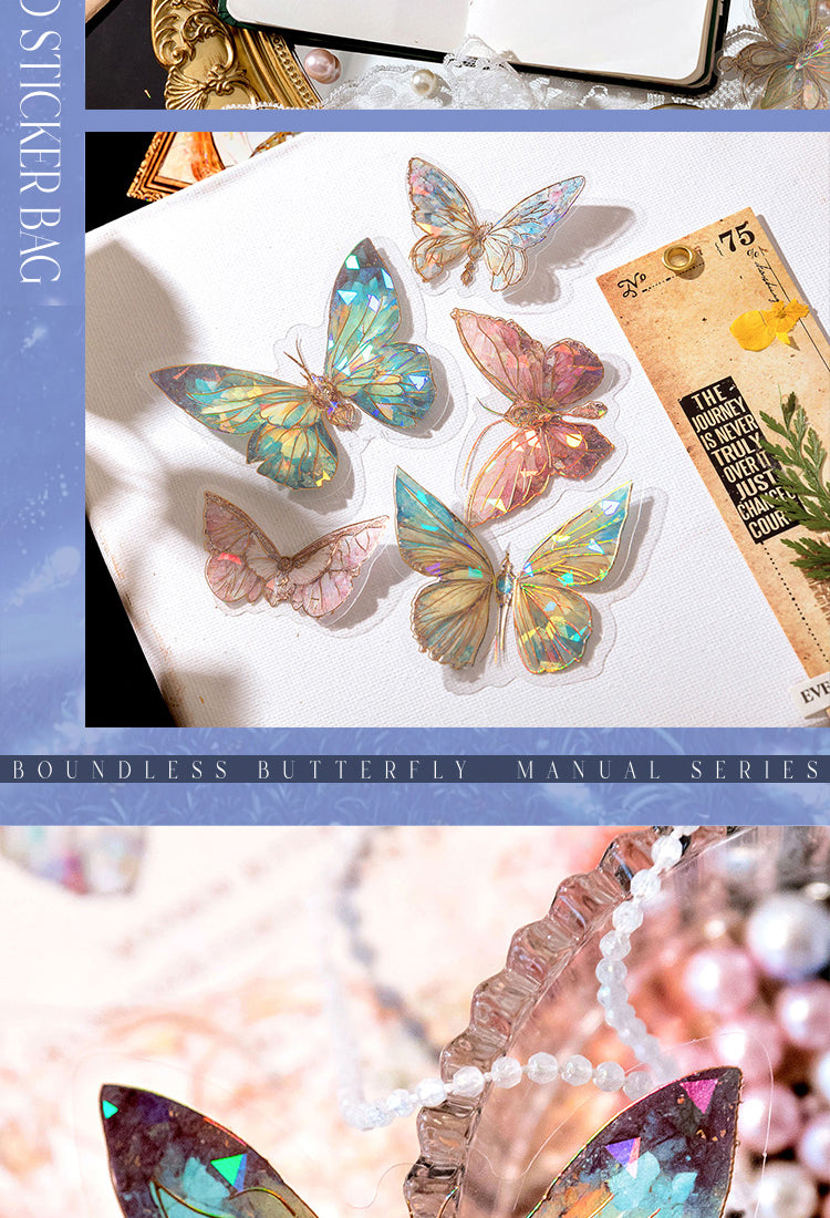 5Gem-Like Glittering Butterfly PET Stickers8