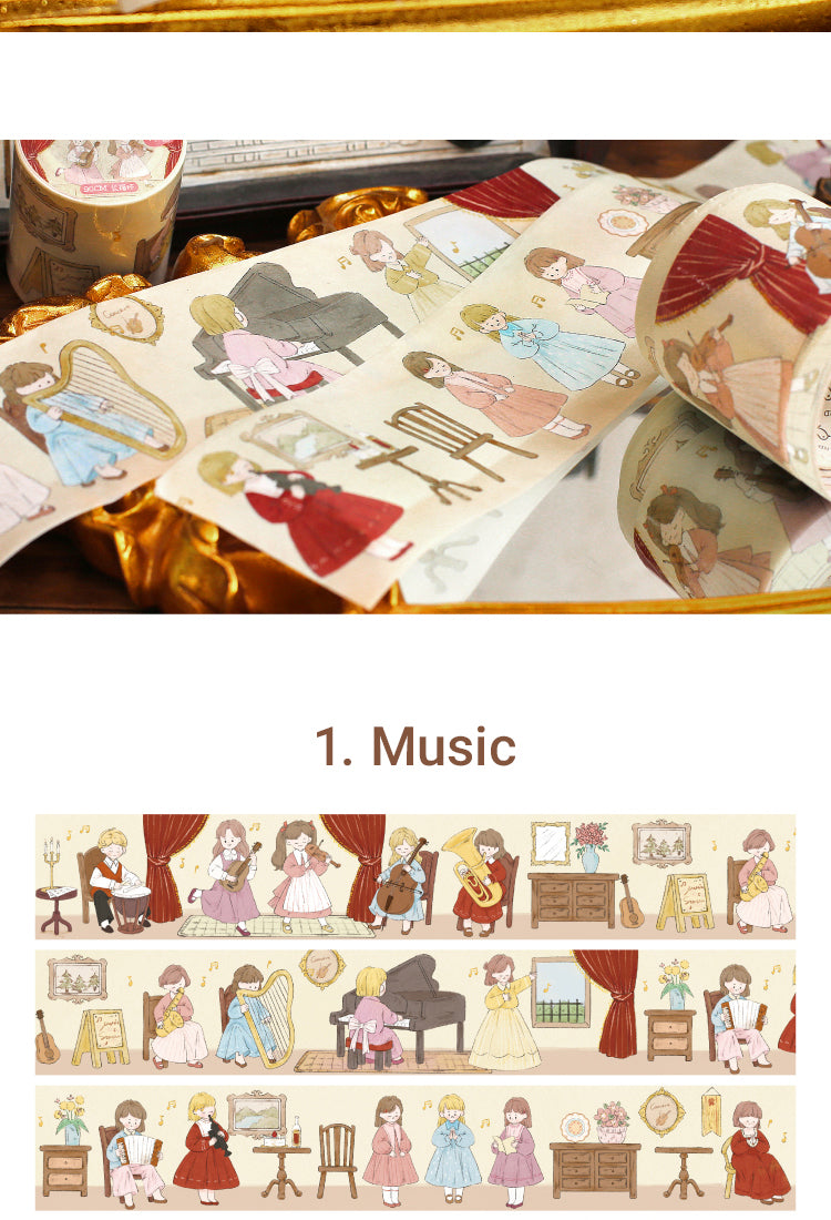 5Girl Cartoon Washi Tape - People, Music, Fairy5