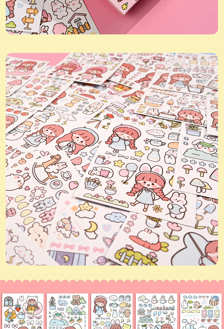 5Girl Cute Cartoon Washi Sticker -People, Rabbit10