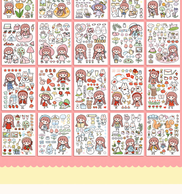 5Girl Cute Cartoon Washi Sticker -People, Rabbit12