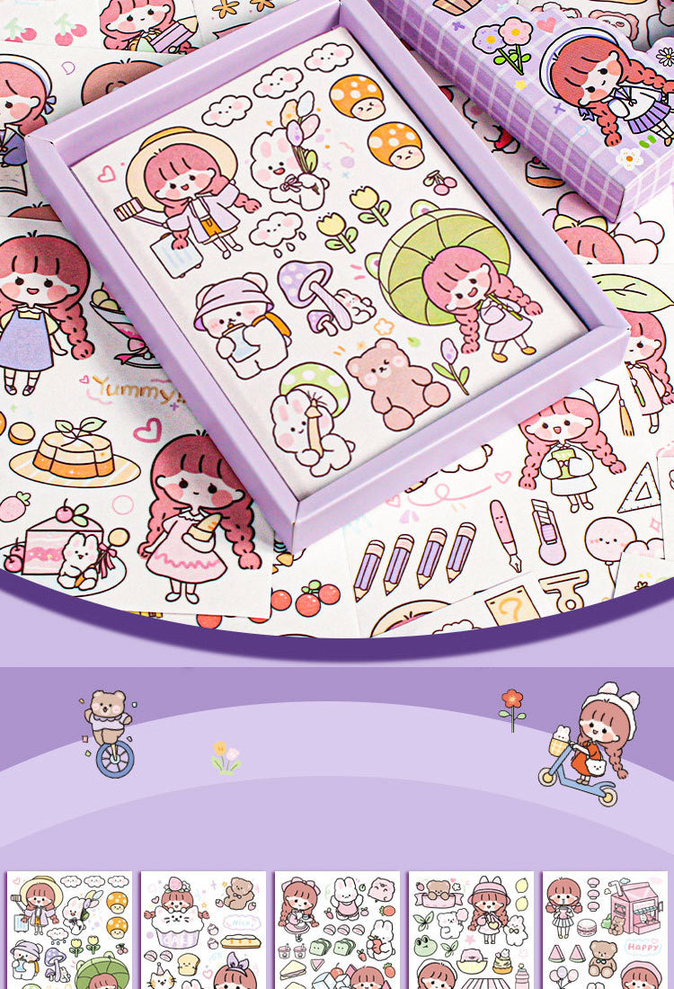 5Girl Cute Cartoon Washi Sticker -People, Rabbit4