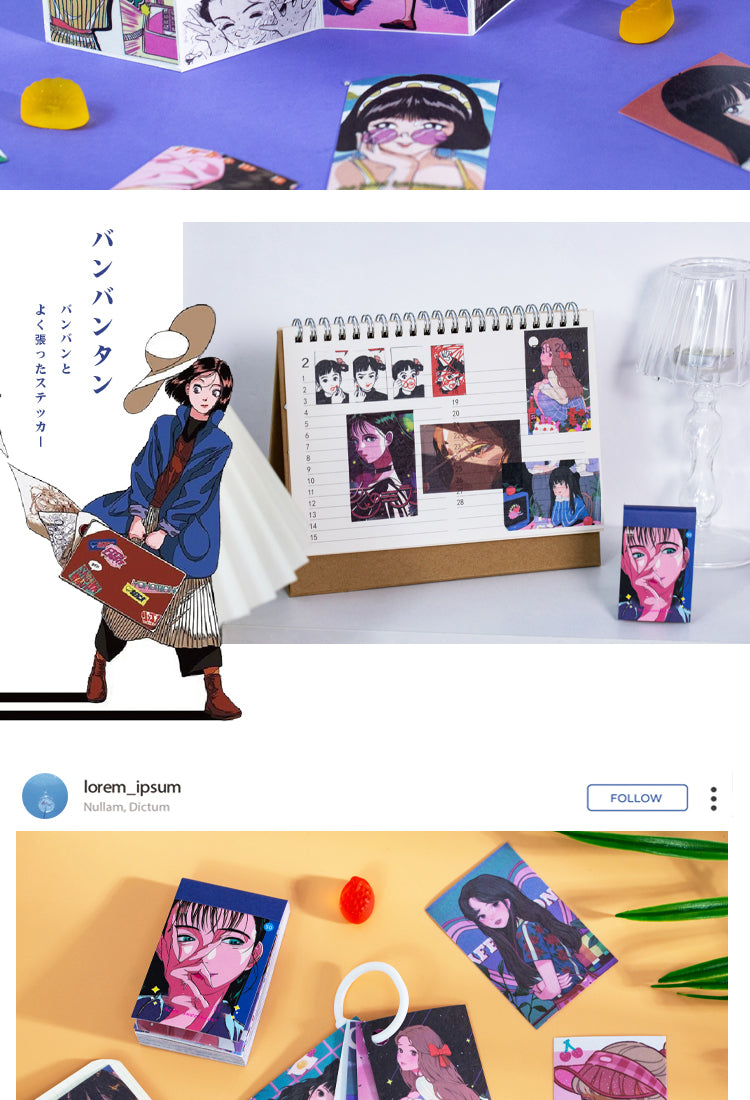 5Girl Japanese Anime People Style Washi Sticker Book2